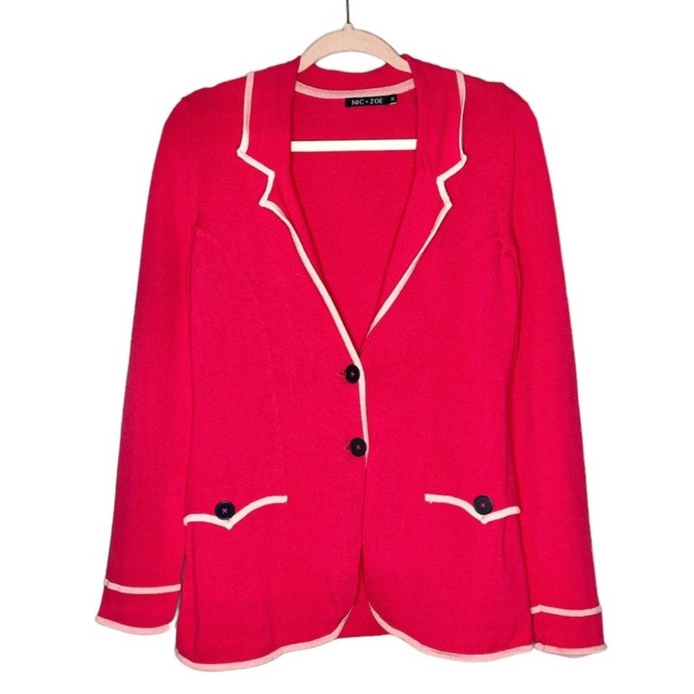 Nic + Zoe Two Tone Modal Blend Blazer Career Pink Trendy Contemporary Medium